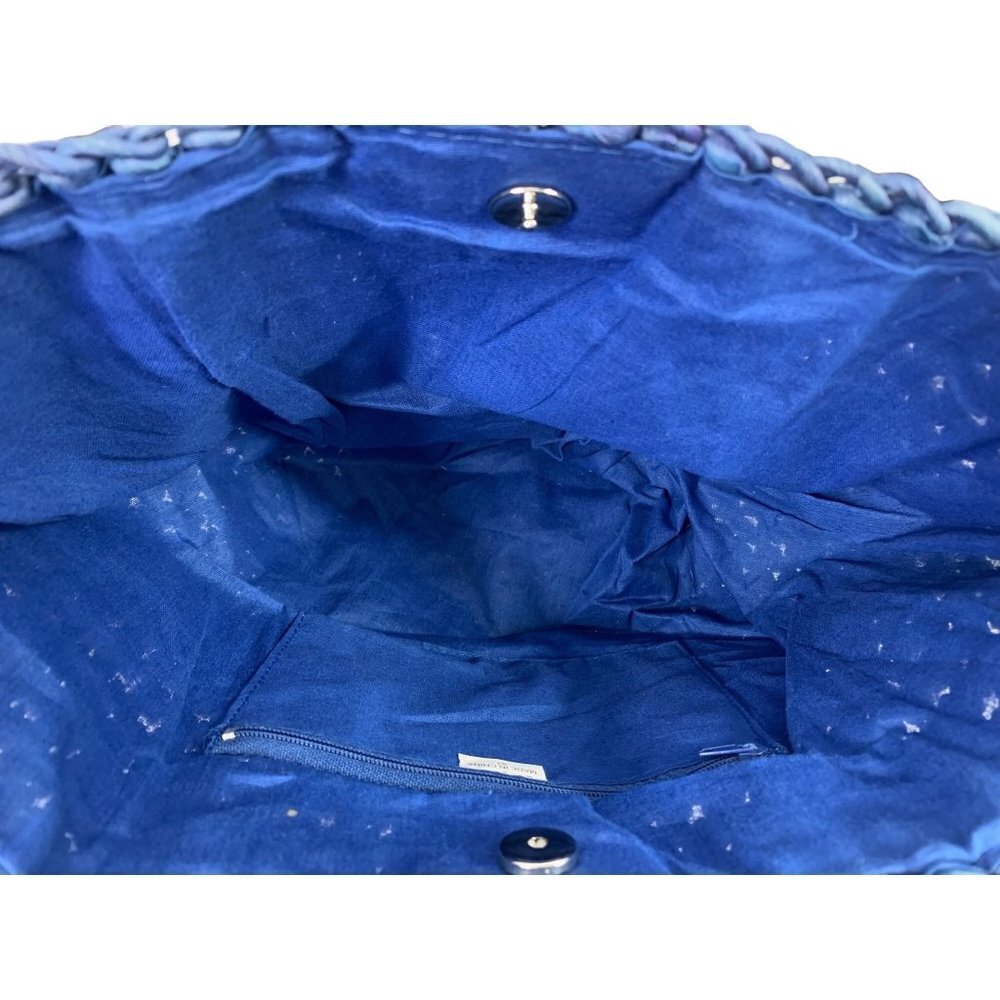 Women's Blue Wicker Handbag - Picture 4 of 7